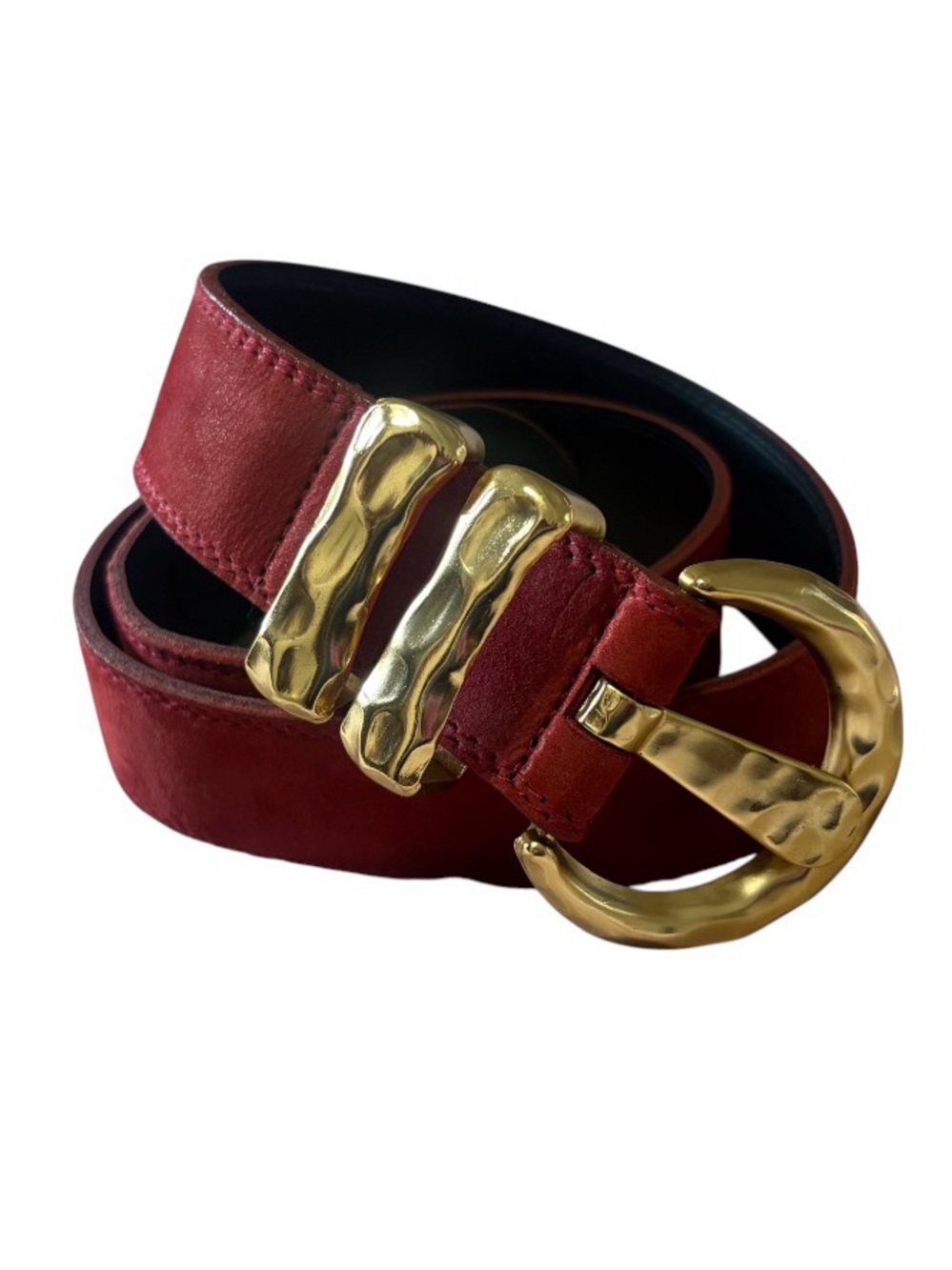 Express Leather gold buckle belt